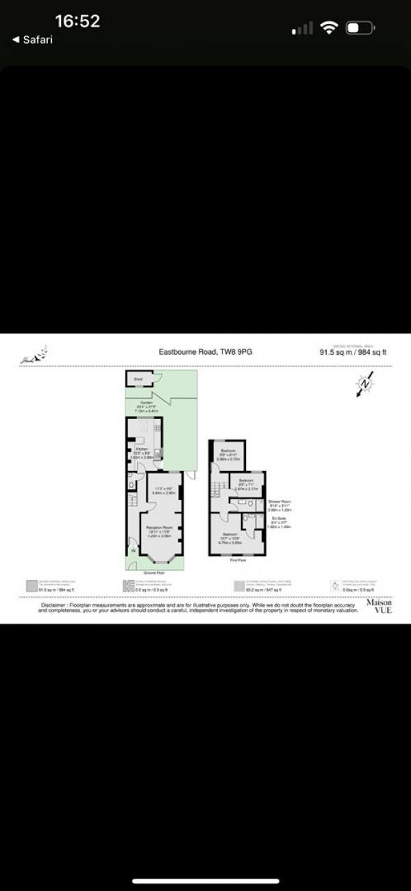 Floor Plan Image for 3 Bedroom Terraced House to Rent in **SHORT LET **Eastbourne Road, Brentford