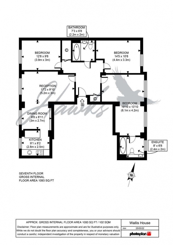 Floor Plan Image for 3 Bedroom Apartment to Rent in Wallis House, Great West Road