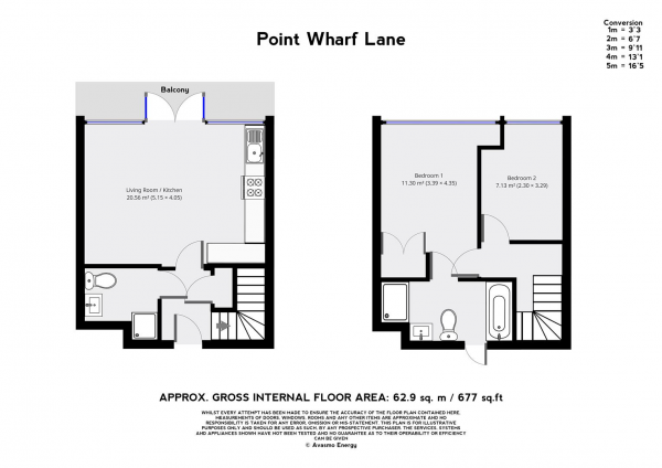 Floor Plan for 2 Bedroom Apartment to Rent in Point Wharf Lane, Ferry Quays, Brentford, TW8, 0DD - £485 pw | £2100 pcm