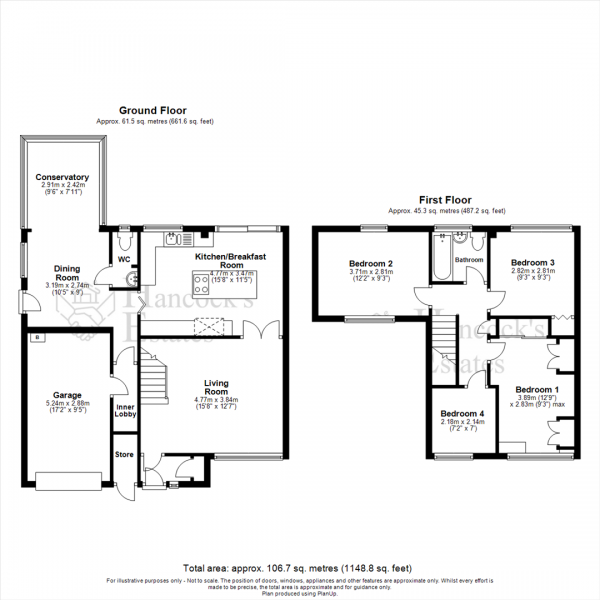 Floor Plan Image for 4 Bedroom Semi-Detached House for Sale in Brunswick Close, Biggleswade