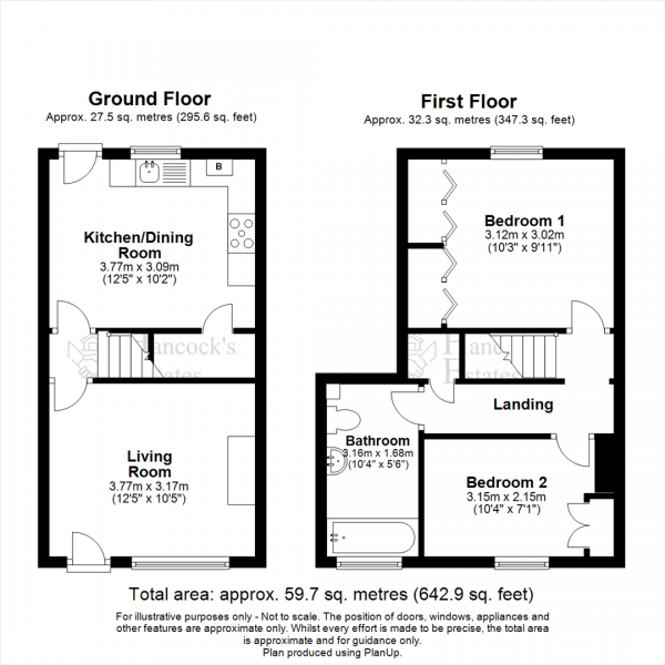 Floor Plan Image for 2 Bedroom Terraced House for Sale in South View, Biggleswade