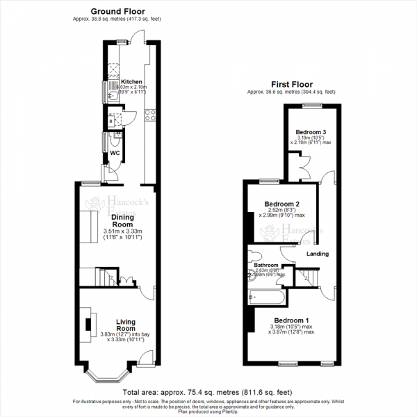 Floor Plan Image for 3 Bedroom Terraced House for Sale in Bedford Road, Willington.