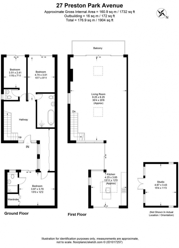 Floor Plan Image for 3 Bedroom Property to Rent in Preston Park Avenue, Brighton