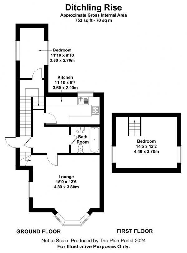 Floor Plan Image for 2 Bedroom Maisonette to Rent in Ditchling Rise, Brighton