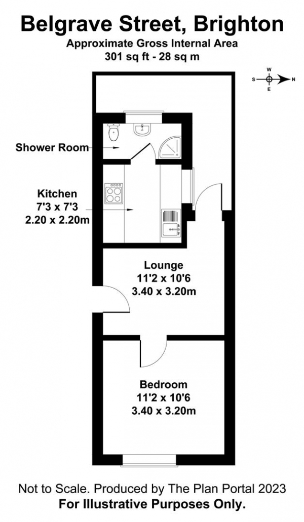 Floor Plan Image for 1 Bedroom Flat to Rent in Belgrave Street, Brighton