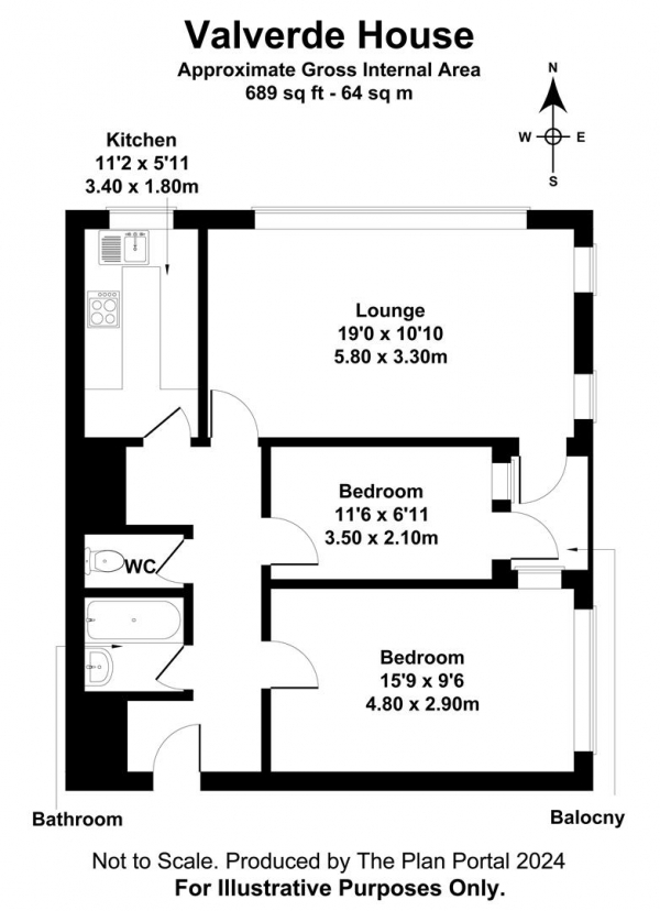 Floor Plan Image for 2 Bedroom Flat to Rent in Eaton Gardens, Hove