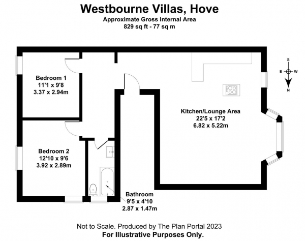 Floor Plan Image for 2 Bedroom Flat to Rent in Westbourne Villas, Hove