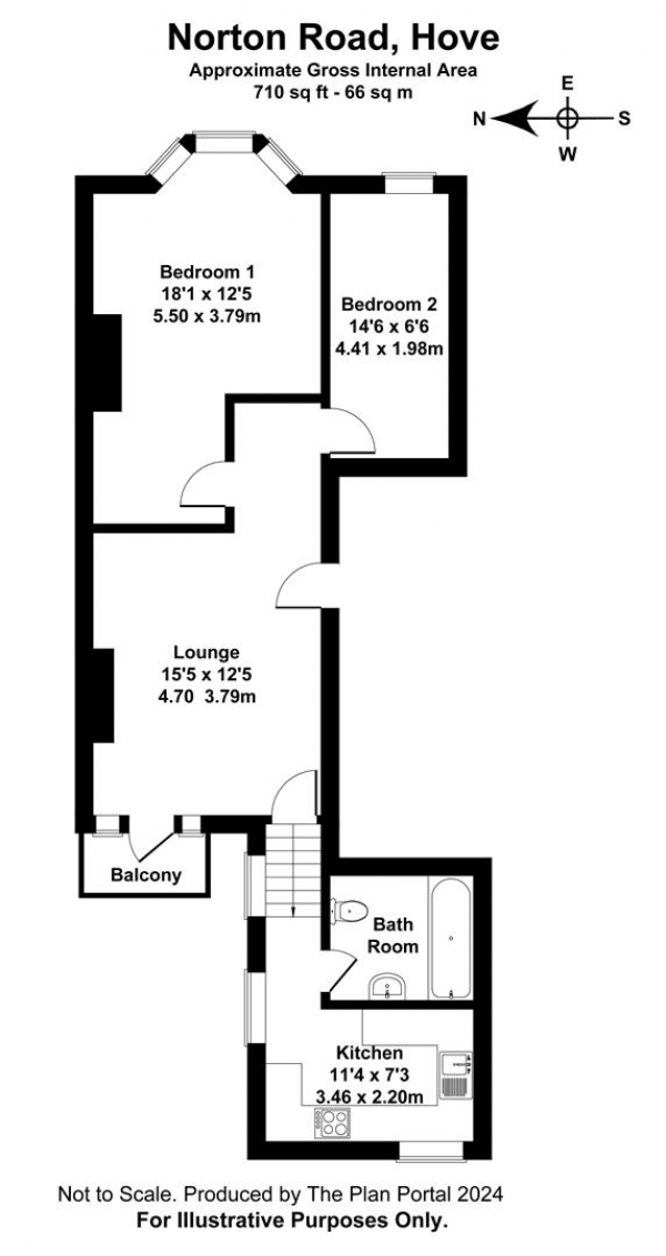 Floor Plan for 2 Bedroom Flat to Rent in Norton Road Hove, BN3, 3BE - £346 pw | £1500 pcm