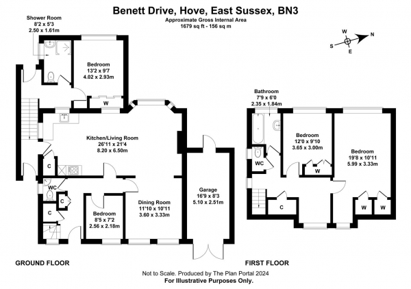 Floor Plan Image for 4 Bedroom Property to Rent in Benett Drive, Hove