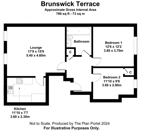 Floor Plan Image for 2 Bedroom Flat to Rent in Brunswick Terrace, Hove