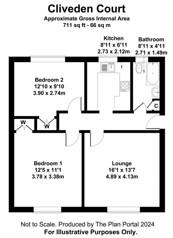 Floor Plan Image for 2 Bedroom Flat to Rent in Cliveden Court, London Road, Brighton