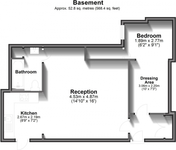 Floor Plan Image for 1 Bedroom Flat to Rent in Adelaide Crescent, Hove