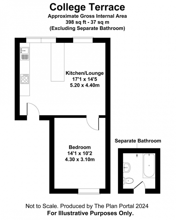 Floor Plan Image for 1 Bedroom Flat to Rent in College Terrace, Brighton