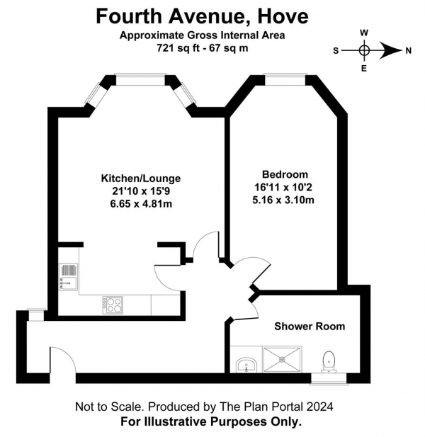 Floor Plan Image for 1 Bedroom Flat to Rent in Fourth Avenue, Hove