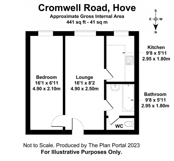 Floor Plan Image for 1 Bedroom Flat to Rent in Cromwell Road, Hove