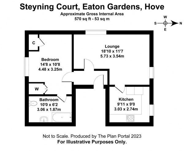 Floor Plan Image for 1 Bedroom Flat to Rent in Eaton Gardens, Hove