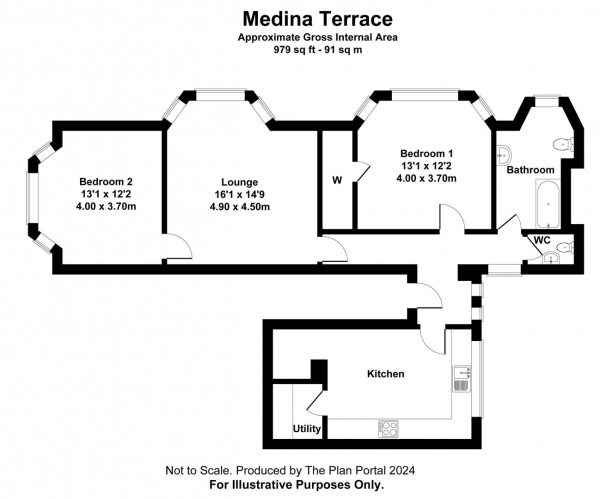 Floor Plan Image for 2 Bedroom Flat to Rent in Medina Terrace, Hove