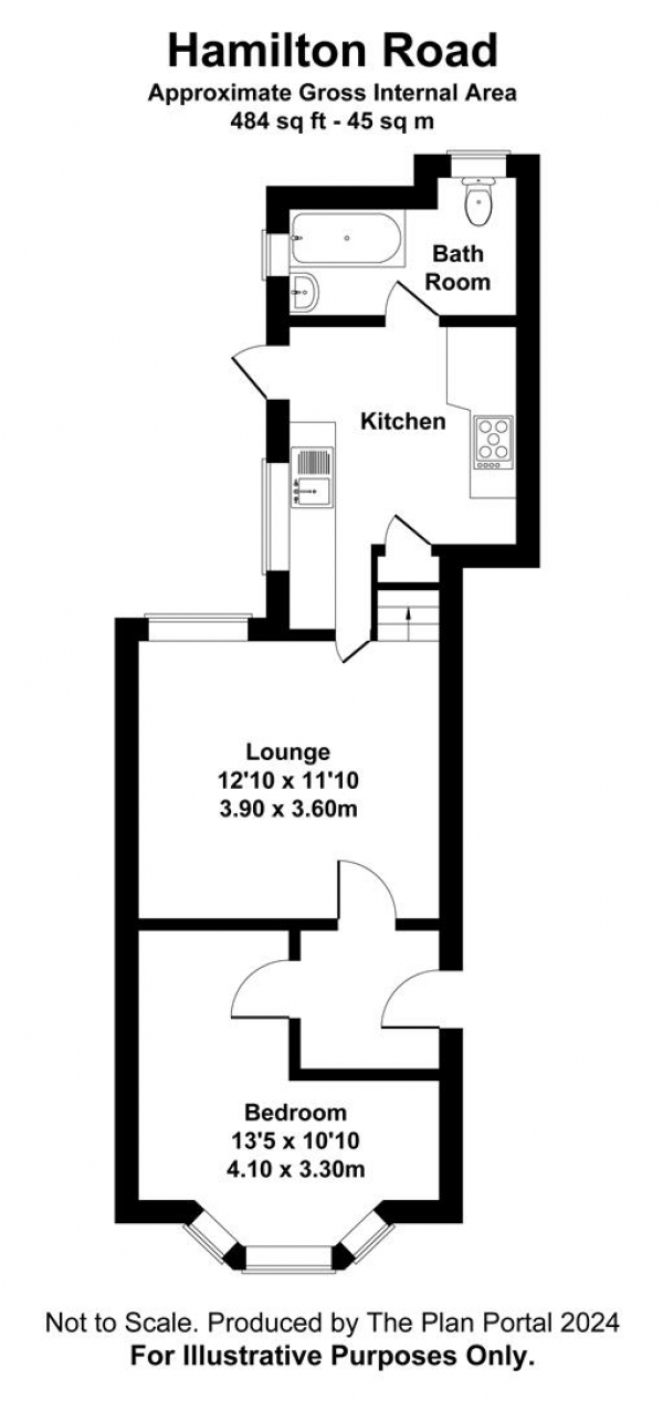 Floor Plan Image for 1 Bedroom Flat to Rent in Hamilton Road, Brighton