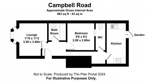 Floor Plan Image for 1 Bedroom Flat to Rent in Campbell Road, Brighton