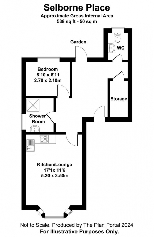 Floor Plan Image for 1 Bedroom Flat to Rent in Selborne Court, Hove