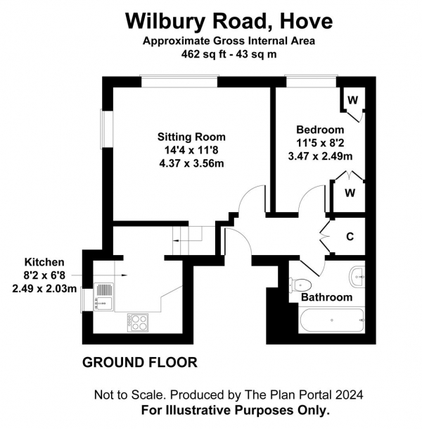 Floor Plan Image for 1 Bedroom Flat to Rent in Wilbury Road, Hove