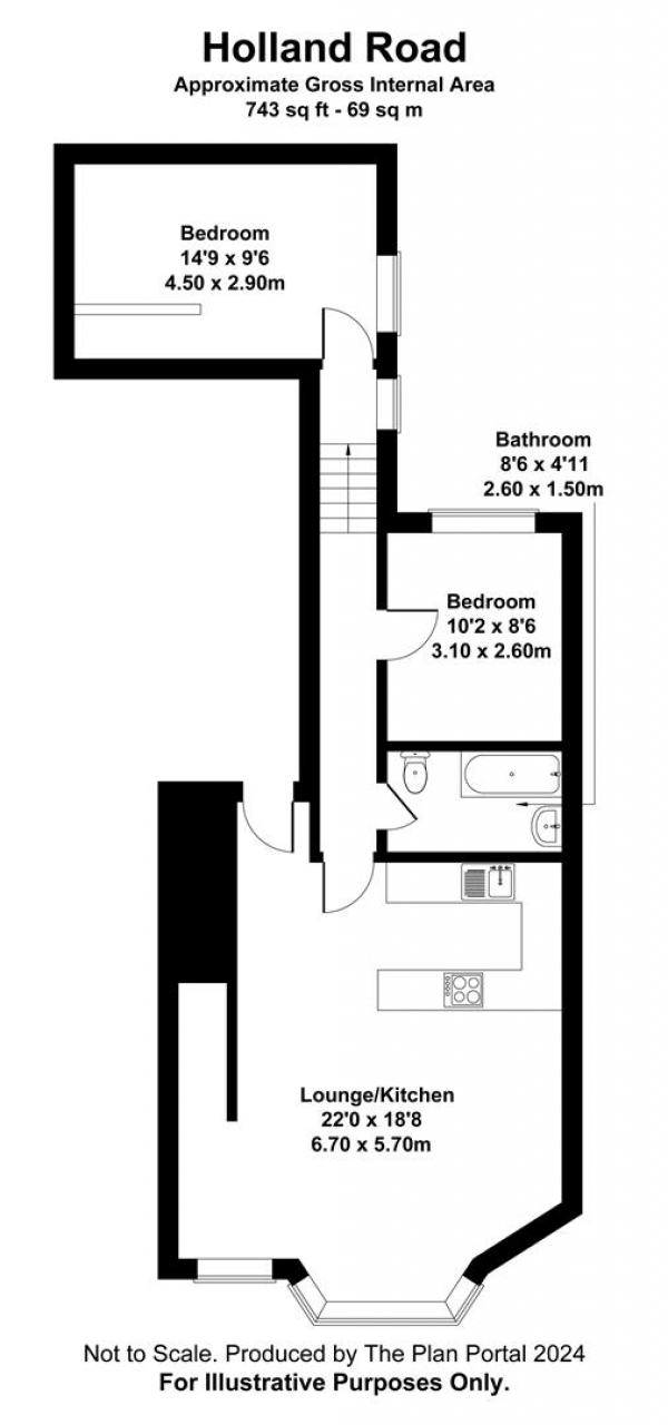 Floor Plan Image for 2 Bedroom Flat to Rent in Holland Road, Hove