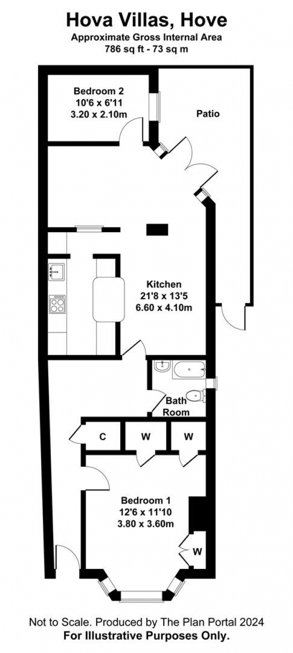 Floor Plan Image for 2 Bedroom Flat to Rent in Hova Villas, Hove