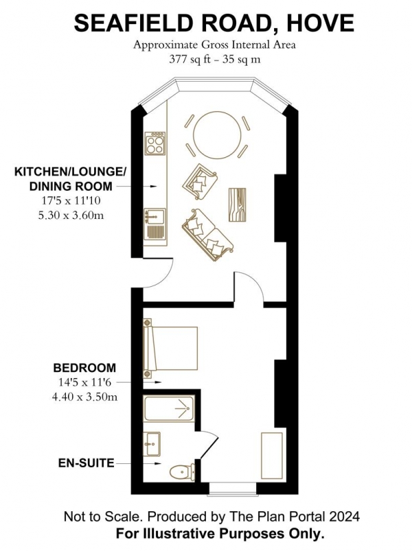 Floor Plan Image for 1 Bedroom Flat to Rent in Seafield Road, Hove