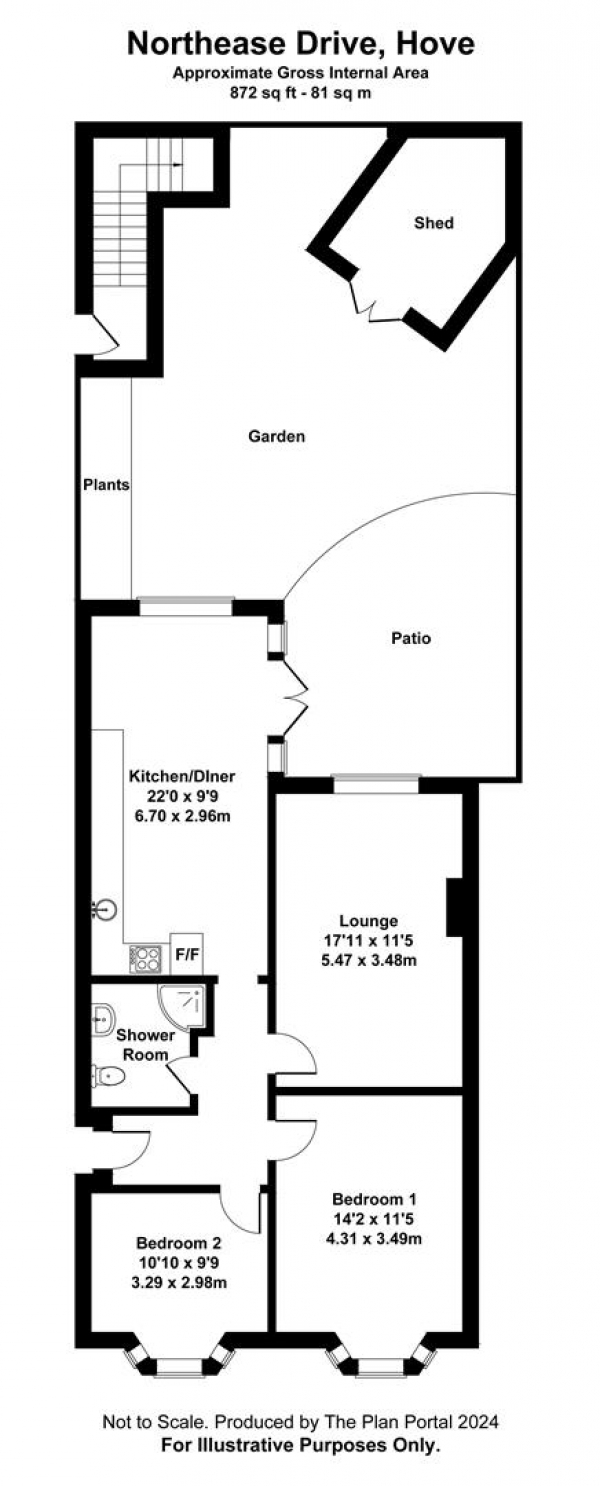 Floor Plan Image for 2 Bedroom Bungalow to Rent in Northease Drive, Hove