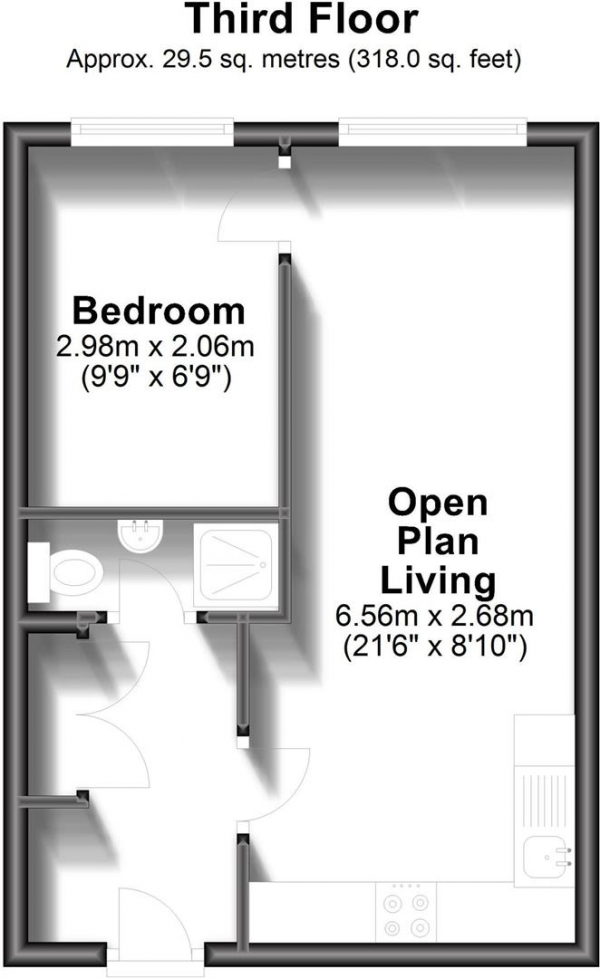 Floor Plan Image for 1 Bedroom Flat to Rent in Adelaide Crescent, Hove