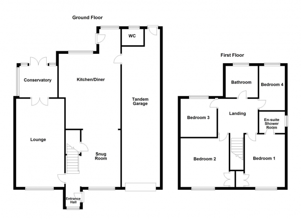 Floor Plan for 4 Bedroom Detached House for Sale in Swallow Garth, Sandal, Wakefield, WF2, 6SJ -  &pound425,000