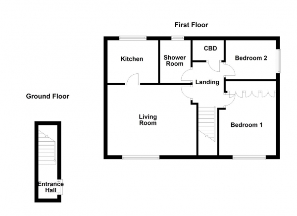 Floor Plan for 2 Bedroom Property for Sale in Sandal Hall Mews, Sandal, Wakefield, WF2, 6ED - Shared Ownership &pound74,950