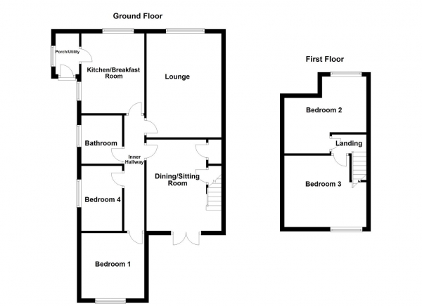 Floor Plan Image for 4 Bedroom Semi-Detached Bungalow for Sale in Lake Lock Drive, Stanley, Wakefield