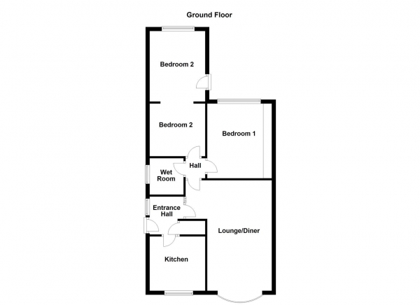 Floor Plan for 2 Bedroom Detached Bungalow for Sale in Cleveland Garth, Wakefield, WF2, 8LP -  &pound245,000