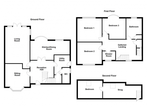 Floor Plan for 4 Bedroom Detached House for Sale in Church Lane, Chapelthorpe, Wakefield, WF4, 3JF -  &pound595,000