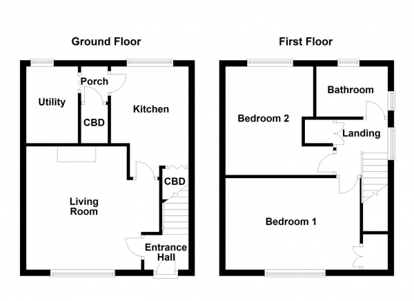 Floor Plan for 2 Bedroom Semi-Detached House for Sale in Thirlmere Road, Flanshaw Estate, Wakefield, WF2, 9EP - Offers Over &pound160,000