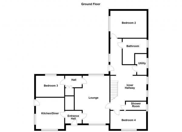 Floor Plan for 4 Bedroom Detached Bungalow for Sale in Canal Lane, Stanley, Wakefield, WF3, 4EB -  &pound425,000