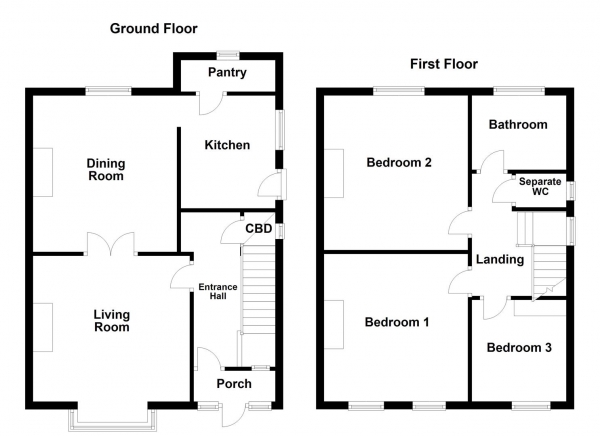Floor Plan for 3 Bedroom Semi-Detached House for Sale in Horbury Road, Wakefield, WF2, 8QU -  &pound250,000