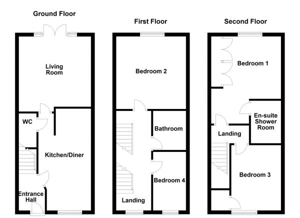 Floor Plan Image for 4 Bedroom Town House for Sale in Chancel Road, Wakefield