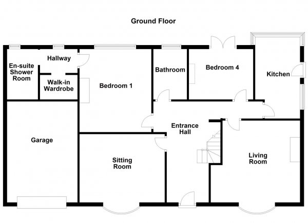 Floor Plan for 4 Bedroom Detached Bungalow for Sale in Brandy Carr Road, Kirkhamgate, Wakefield, WF2, 0RJ -  &pound450,000