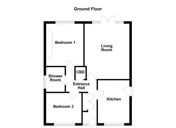 Floor Plan for 2 Bedroom Detached Bungalow for Sale in Hollingthorpe Avenue, Hall Green, Wakefield, WF4, 3NP -  &pound250,000