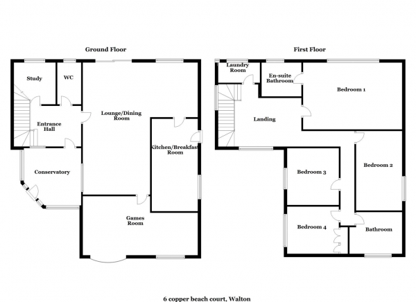 Floor Plan for 4 Bedroom Detached House for Sale in Copper Beech Court, Walton, Wakefield, WF2, 6TD -  &pound595,000