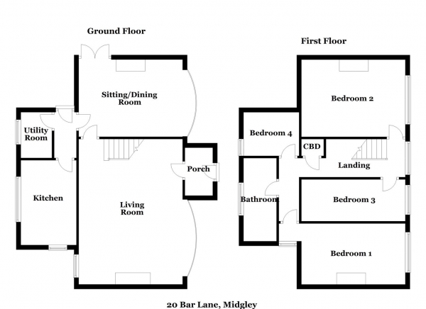 Floor Plan Image for 4 Bedroom Cottage for Sale in Bar Lane, Midgley, Wakefield