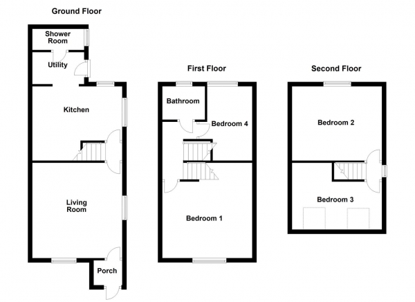 Floor Plan Image for 4 Bedroom End of Terrace House for Sale in Marlborough Street, Wakefield