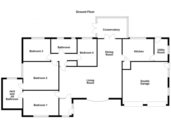 Floor Plan for 4 Bedroom Detached Bungalow for Sale in Martin Grove, Wakefield, WF2, 6RZ -  &pound595,000