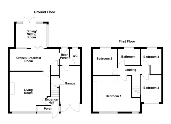 Floor Plan for 4 Bedroom Semi-Detached House for Sale in Wrenthorpe Lane, Wrenthorpe, Wakefield, WF2, 0PJ - Offers Over &pound250,000