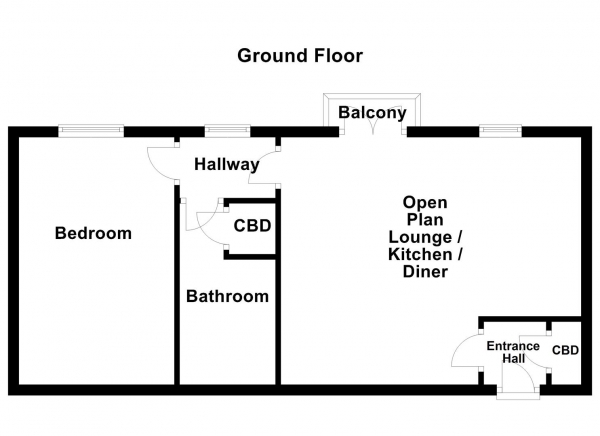 Floor Plan Image for 1 Bedroom Ground Flat for Sale in Grove Road, Wakefield