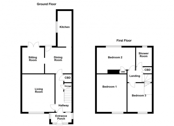 Floor Plan Image for 3 Bedroom Terraced House for Sale in Langdale Drive, Wakefield