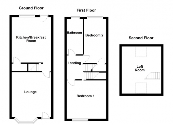 Floor Plan Image for 2 Bedroom End of Terrace House for Sale in Denby Dale Road, Calder Grove, Wakefield