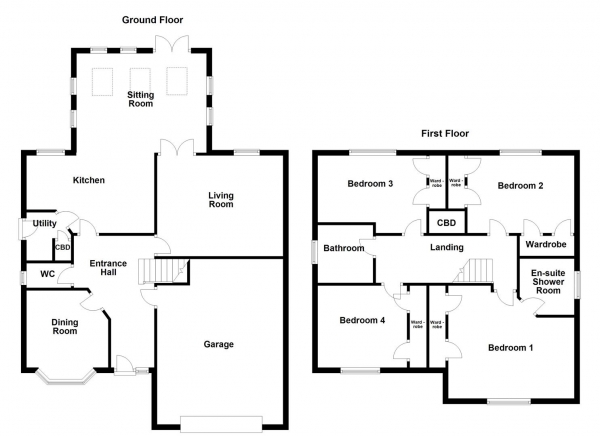 Floor Plan Image for 4 Bedroom Detached House for Sale in School Lane, Walton, Wakefield